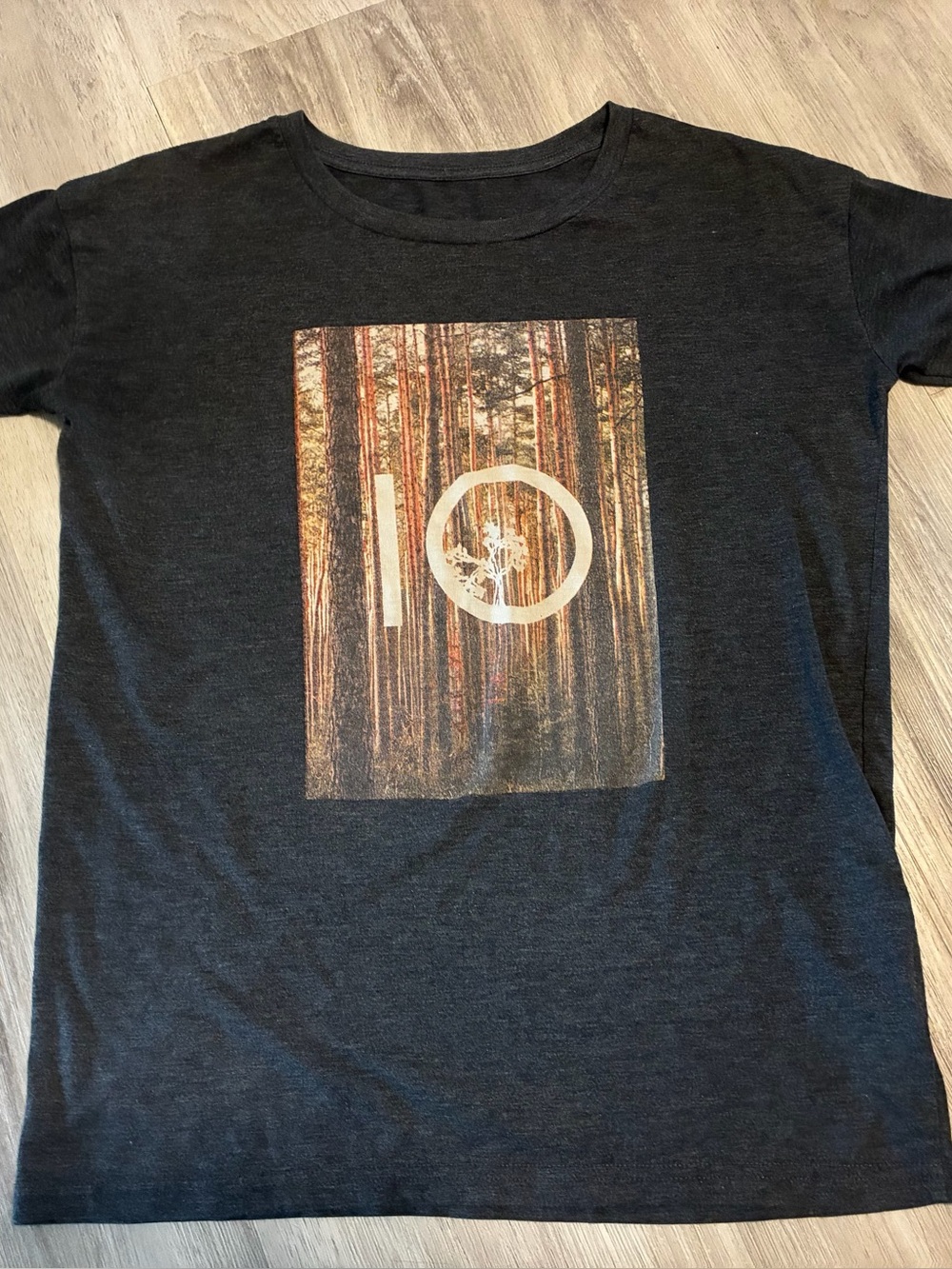 Men's Grey TenTree Graphic Crewneck T-Shirt with Forest Print